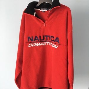 red fleece nautica quarterzip